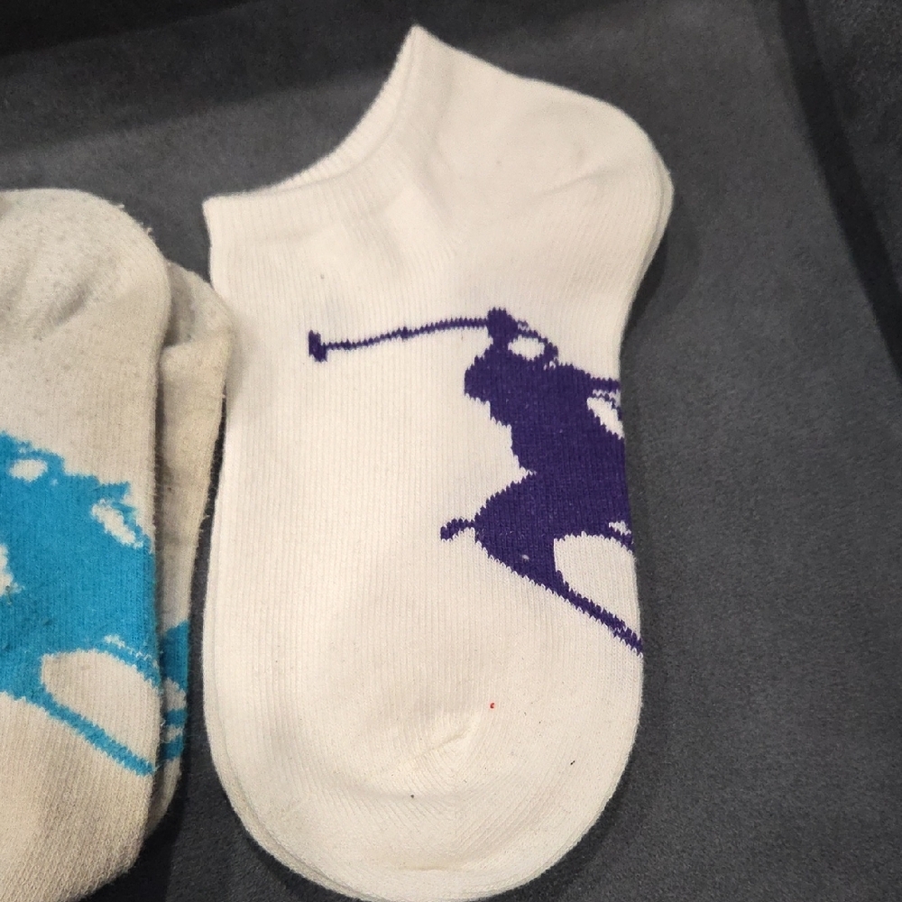Polo by Ralph Lauren Kids' White Socks with Green, Blue, and Purple Accents - Picture 2 of 3